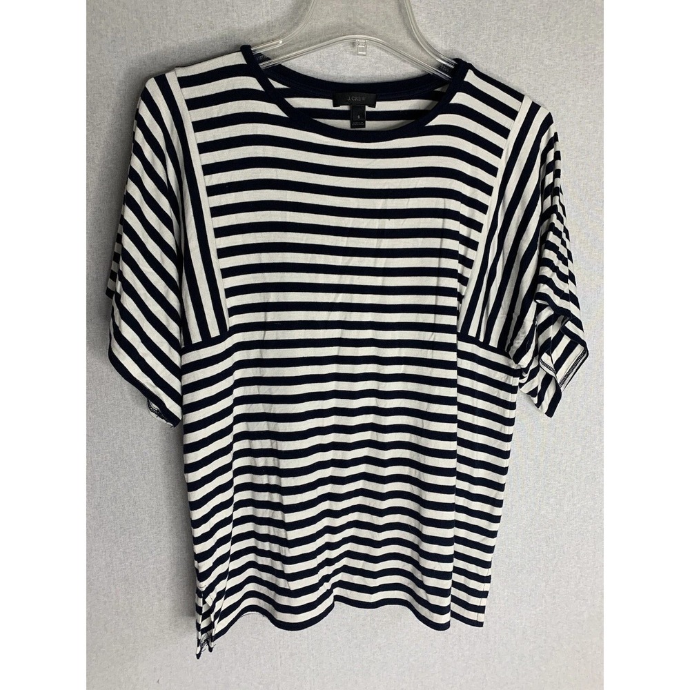 J.Crew Striped T-Shirt Womens Small Navy Blue White Mixed Stripe Nautical Tee